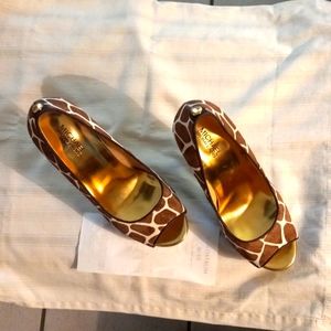 MICHAEL KORS PRESSLEY PLATFORM SIZE 9 GIRAFFE HAIRCALF NWT